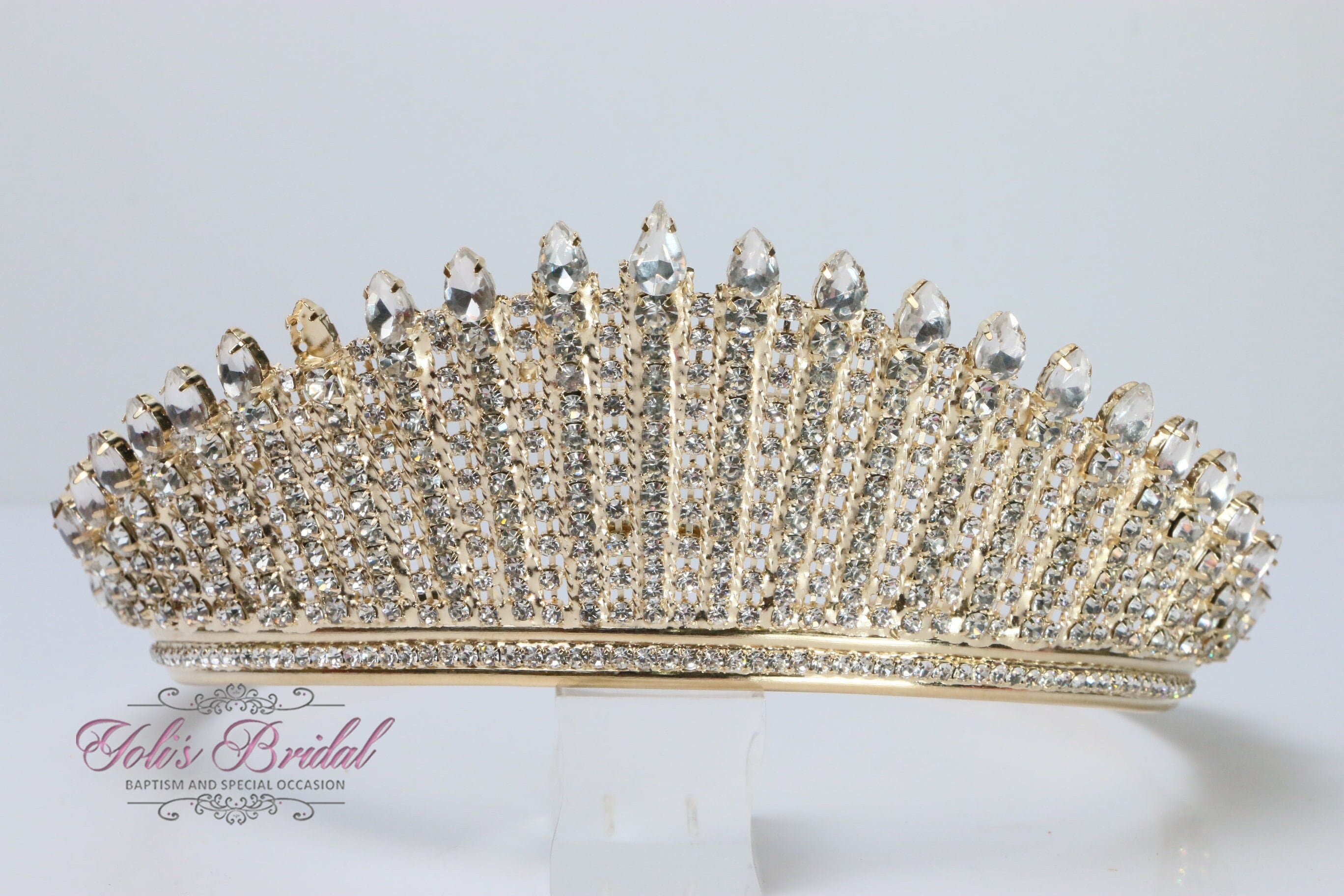 迅速に発送！ゴールドスパークリングティアラ、クリスタルティアラ