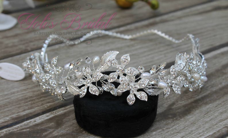 FAST SHIPPING Silver Swarovski Bridal Halo, Bridal Wreath, Bridal Hair Comb, Swarovski Hair Comb, Crystal Hair Comb, Swarovski Hairband image 1