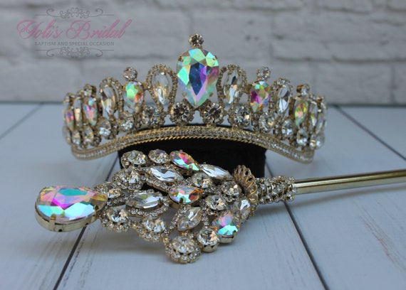 FAST SHIPPING!!! Beautiful Gold Girl Sparkling Tiara With  display picture 3