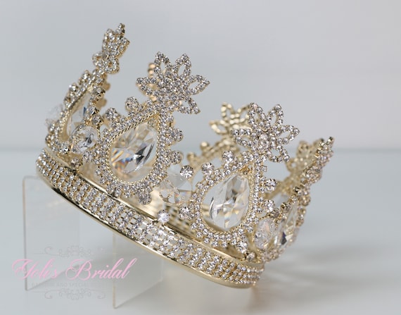 FAST SHIPPING! Gold Sparkling Tiara, Crystal Tiara, Wedding  display picture 1