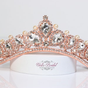 FAST SHIPPING!!! Rose Gold Sparkling Tiara, Rose Gold Crystal Tiara, Wedding Tiara, Crown, Princess Tiara, Quinceañera, Sweet 16 Tiara XV