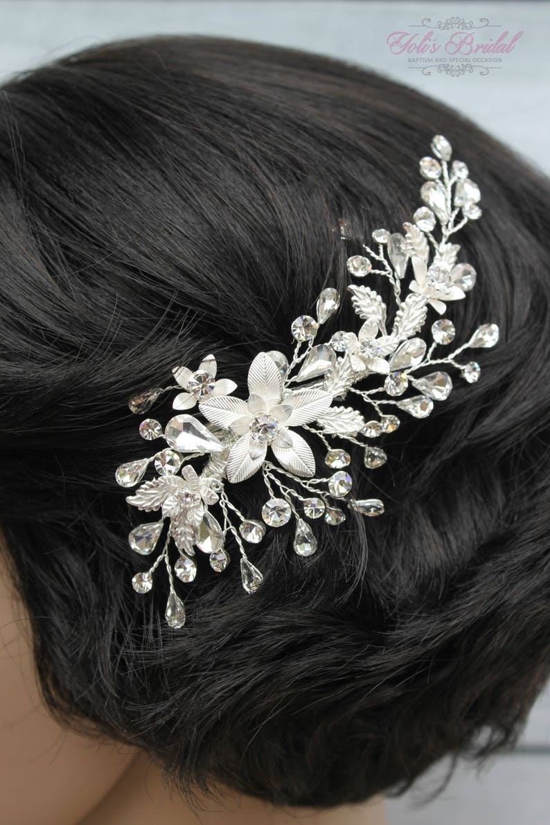 FAST SHIPPING Silver Bridal Hair Comb, Silver Wedding Hair Comb, Crystal Hair Comb, Swarovski Hair Comb, Headpiece, Crystal Headpiece image 6