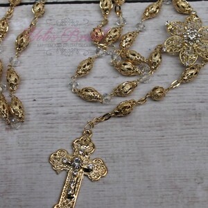 SALESALE Handcrafted Beautiful Gold Rosary, Communion Rosary, Rosary Gift, Confirmation Rosary, Christening Rosary, Baptism Rosary image 1