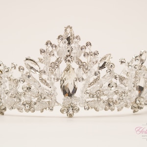 Spedizione VELOCE!!! Tiara in argento Swarovski, CristalTiara, tiara da sposa, corona, tiara da principessa, tiara da quinceañera, tiara per i 16 anni.