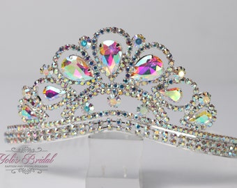 FAST SHIPPING!!! Silver Girl Tiara Aurora Borealis, Gorgeous Silver Crystal Girl Crown, Stunning Sparkle Girl Tiara, Communion Princess Girl