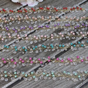 New!!! Gold Crystal and Pearl Hair Vine, Sweet 16 Hair Vine, Quinceañera Braid,  Bridal Hair Vine, Wedding Hair Comb, Bridal Headband
