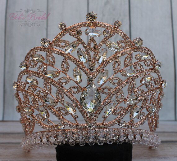 FAST Shipping Rose Gold Sparkling Tiara Crystal Tiara Wedding