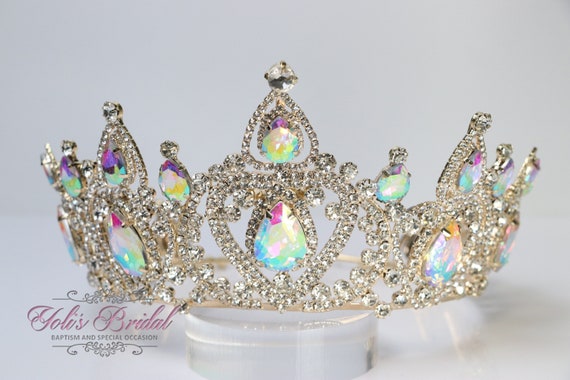 FAST SHIPPING! Gold Sparkling Tiara With AB Stones, Crystal  display picture 3