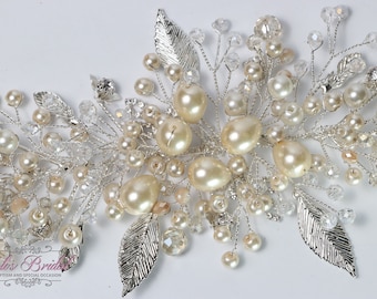 FAST Shipping!!! Silver Bridal Hair Comb Crystal and Pearls, Wedding Hair Comb, Crystal Hair Comb, Hair Comb, Headpiece