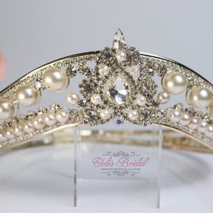 SCHNELLER VERSAND!!! Gold Tiara, königliche Krone, volle Krone, Tiara, Festzug-Krone, Krone, Kristallkrone, Festzug