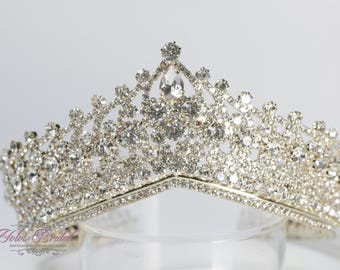 ENVÍO RÁPIDO!!! Tiara dorada brillante, tiara de cristal dorado, tiara de boda, corona, tiara de princesa, quinceañera, tiara de dulces 16 XV