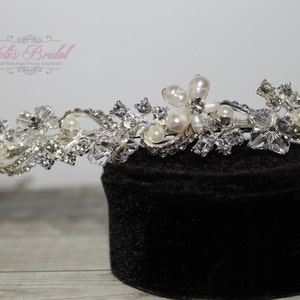 FAST Shipping Popular With Brides, Gold or Silver Swarovski and Fresh Water Pearls Headband, Tiara image 2