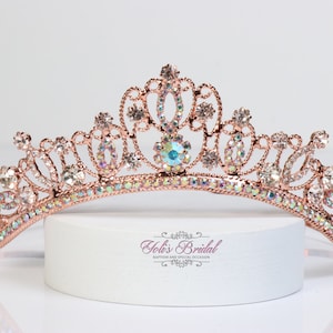 FAST SHIPPING!!! Rose Gold Sparkling Tiara, Rose Gold Crystal Tiara, Wedding Tiara, Crown, Princess Tiara, Quinceañera, Sweet 16 Tiara XV