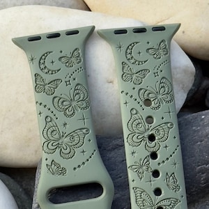 Boho Butterfly Apple Watch Band: Celestial Engraved Watch Strap
