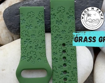 St. Patrick's Day Watch Band Shamrock 20mm & 22mm Silicone Engrave Watch Strap Compatible With Most Quick Releasfe Lug Width Watch Bands.