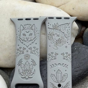 Celestial Watch Band Witch Watch Strap Boho Sun And Moon Phase Silicone Laser Engraved And Compatible Series 1-9 SE Sizes 38-49 MM