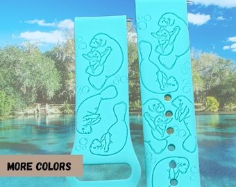 Engraved Manatee Watch Band for Samsung: Ocean Wildlife Silicone Accessory