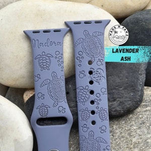 Sea Turtle Watch Band, Laser Engraved Silicone, CoaStal Beach Gift Idea, Compatible Series 1-9 FitS Sizes 38-49 MM