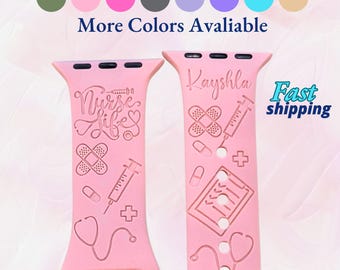 Nurse Life Watch Band Personalized Gift Idea Registerd Nurse Custom Apple Watch Strap Engraved Gift Medical Professional Appreciation Week