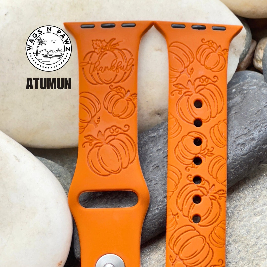 Fall Pumpkins Watch Bands That is Silicone Laser Engrave Etsy