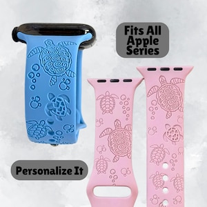 Personalized Sea Turtle Apple Watch Band: Engraved Silicone Strap