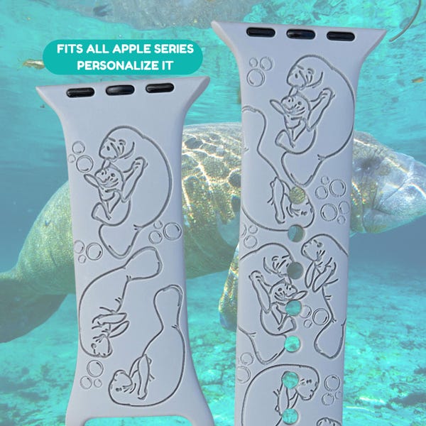 Correa de silicona Manatee para Apple Watch: personaliza tu nombre grabado
