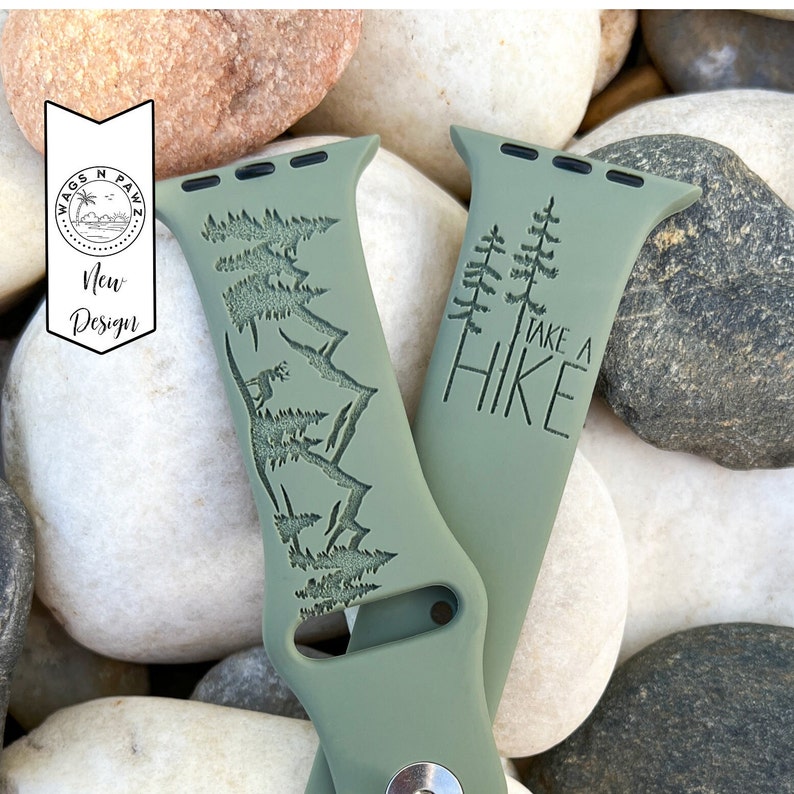 Deer Mountain Range Watch Band Design, Adventure Travel Gift Idea, Laser Engraved Compatible With Series 7/6/5/4/3/2/1 