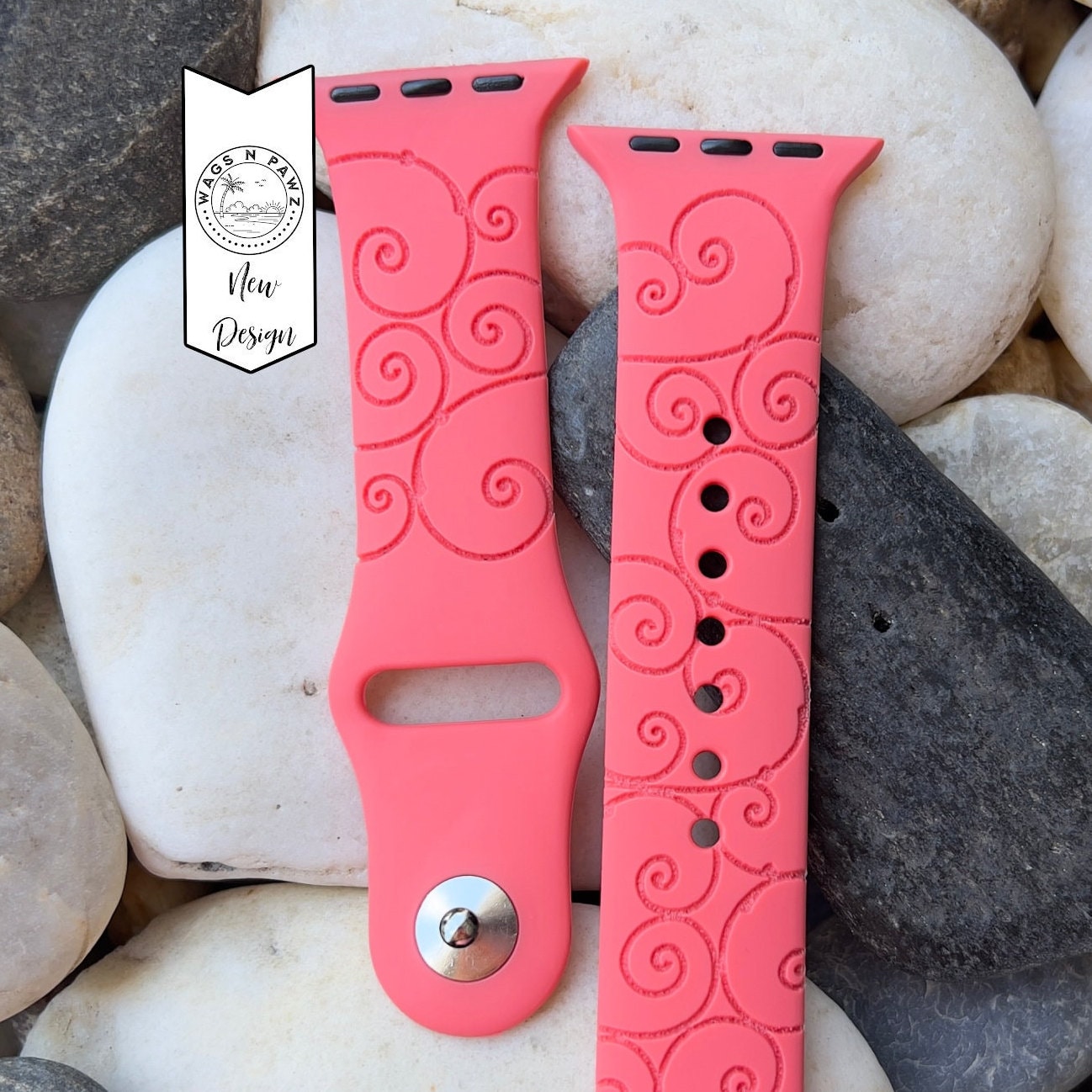 Swirl Spiral Design That is A Laser Engrave Watch Band. 