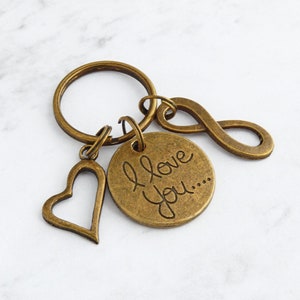 8th or 19th Bronze Anniversary I Love You Keyring Gift, Valentine Gift for him or her, Valentine Keyring,  Wedding Anniversary Gift