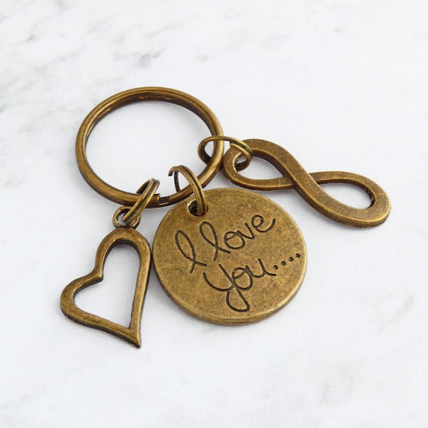 8th or 19th Bronze Anniversary I Love You Keyring Gift, Valentine Gift for him or her, Valentine Keyring,  Wedding Anniversary Gift