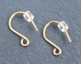 5 Pairs 24K Gold-plated French Earwires, 24K Small Shepherd Crook Ear Hooks, Handmade Artisan Earring Findings for Jewellery Making
