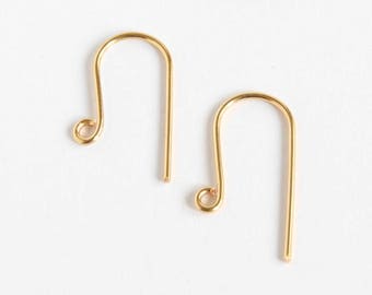 5 pairs 24K Gold-plated Earwires, Handmade Modern Ear Hooks, Handmade Artisan Earring Findings for Jewellery Making, 24ct