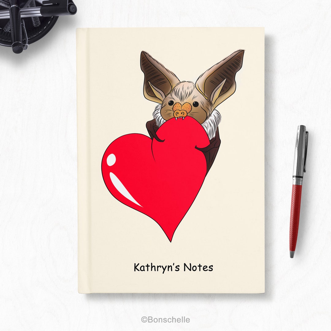 Notebook Chibi Personalised Chibi Heart Notebook, Pallid Bat With Heart A4, A5 ...