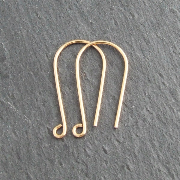 24K Gold-Plated Earwires, 5 Pairs Modern Long Ear Hooks, Handmade Earring findings for Jewellery Making, Artisan Findings, Gold Earrings