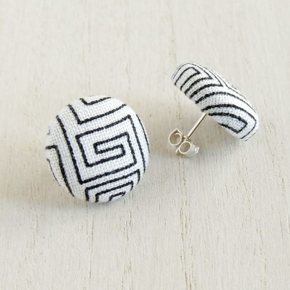 Black and White Geometric Stud Earrings
