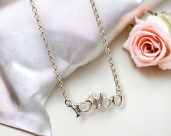 I Love You Pendant - Elegant Script Love Letter Necklace - Romantic Gift for Her - love heart Necklace Minimalist Statement  -Love Necklace