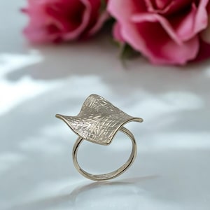 Silver Square Ring, Geometric Statement Ring, Silver Modern Textured Ring, Silver Modern Textured Ring