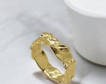 Minimalist Wavy Band, 925 Sterling Silver Ring, Dainty Gold Ring