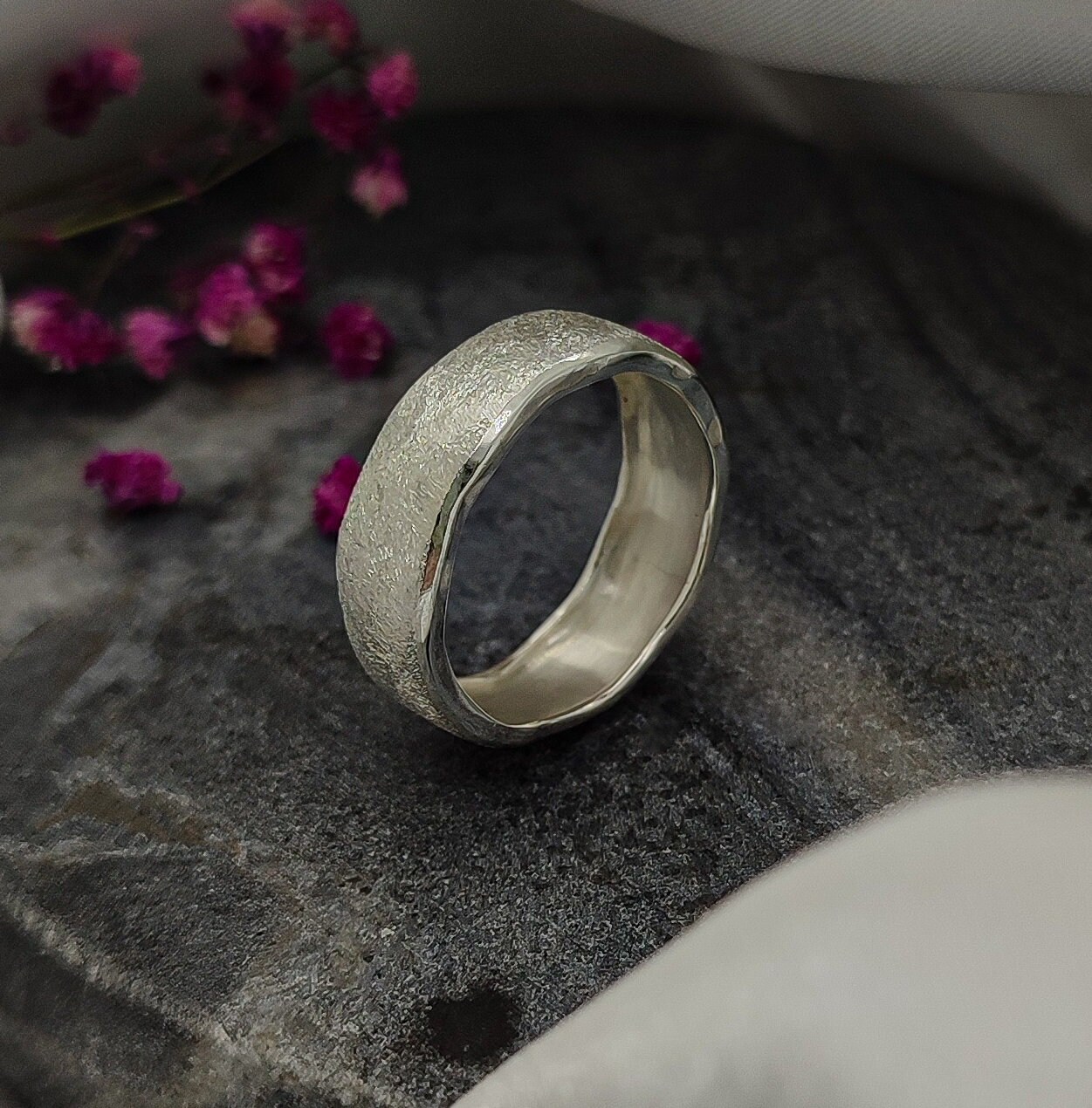 オーガニック結婚指輪 | チャンキーワイドシルバーリング | ゴールド 