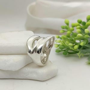 Bold Abstract Ring, Chunky Sterling Silver Ring, Minimalist Statement Ring for Women