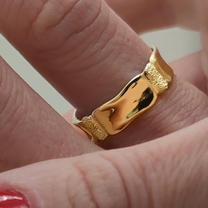 Gold  Wide Wedding Band Ring, Sterling Silver Wide Band Ring