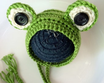Crochet Frog Bonnet: Newborn Halloween Frog Prince Hat