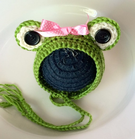 Crochet Frog Bonnet Newborn Frog 