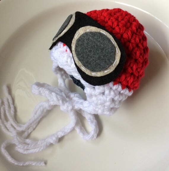 Crochet Aviator Hat Santa Pilot Hat 
