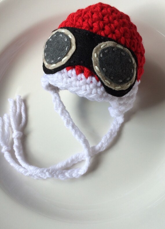 Crochet Aviator Hat Santa Pilot Hat 
