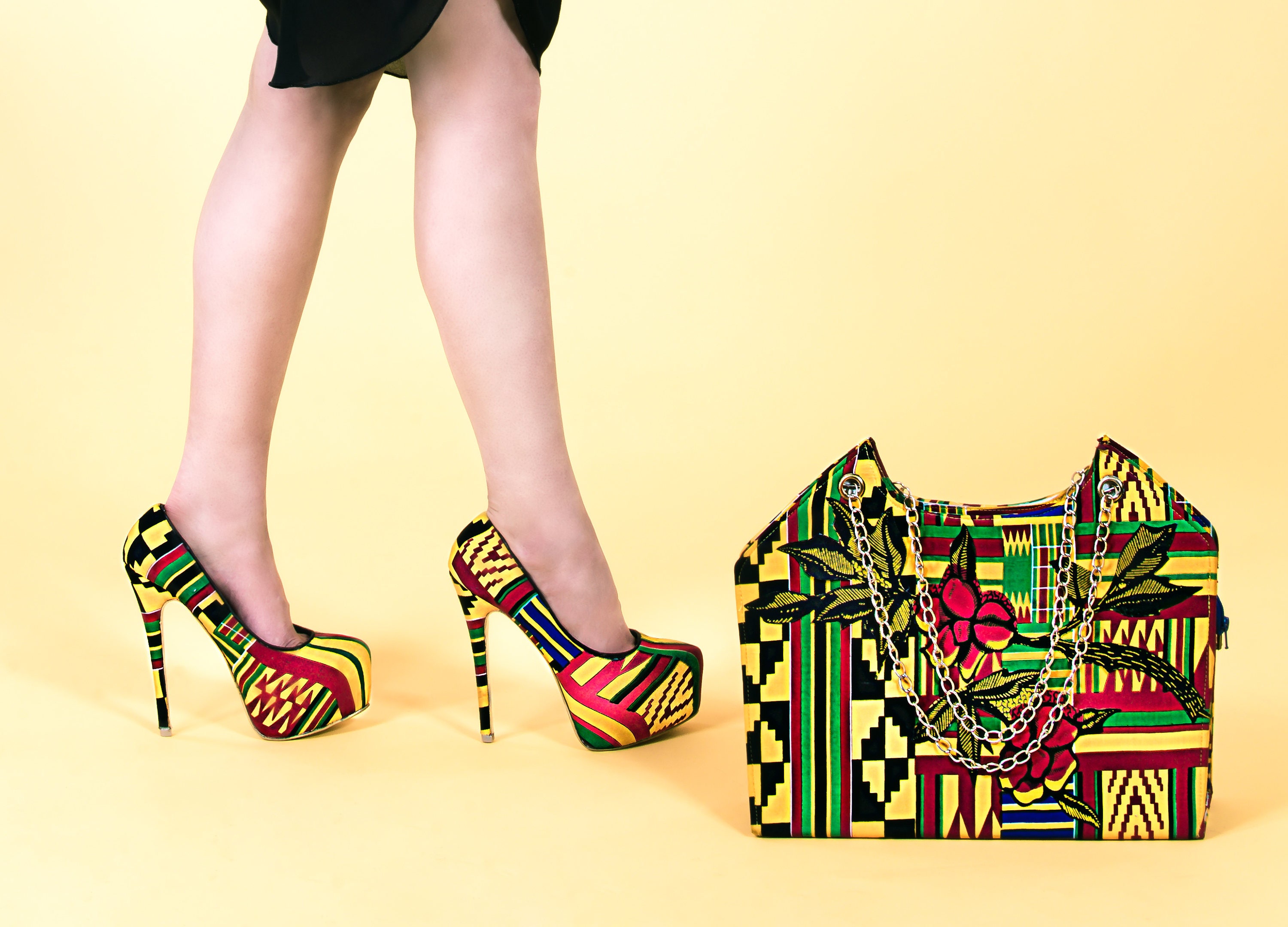 African Print Shoes,african Print High Heels UK Size 6, Kente High