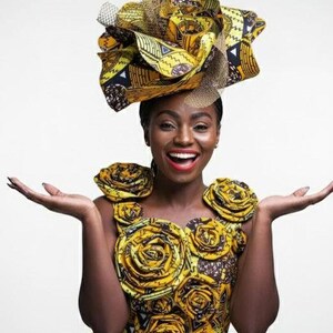 Rose and Yellow Fascinator Headpiece - Women Accessories Yellow Tilted Rose Flower Floral Fascinator Hat Disc Hat  main image 3