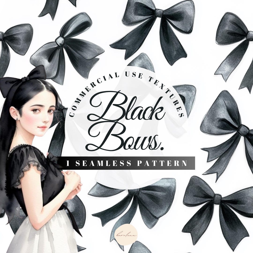 Black Bow Pattern Digital Seamless Paper Coquette Chinoiserie Vintage ...