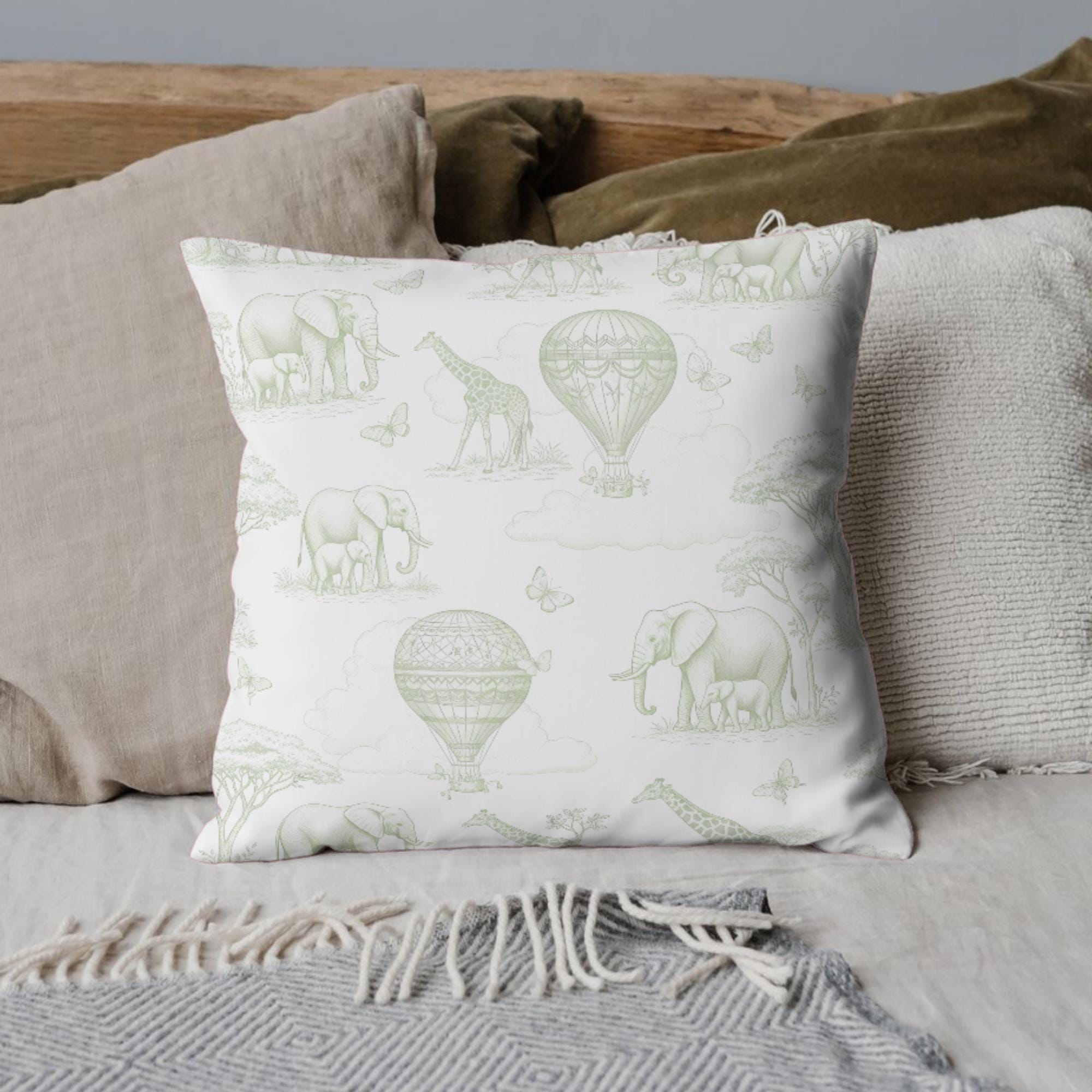 Green Toile Safari: Neutral Seamless Repeating Pattern, Chinoiserie De ...