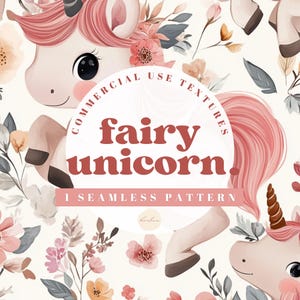 Unicorn Seamless Pattern Unicorns Digital Paper Pony Horse Floral Sublimation Print Background Fabric Wallpaper Watercolor Nursery Rainbow